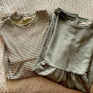 Pair of LOFT dresses. Great shape. XL Grey and off white with navy stripe